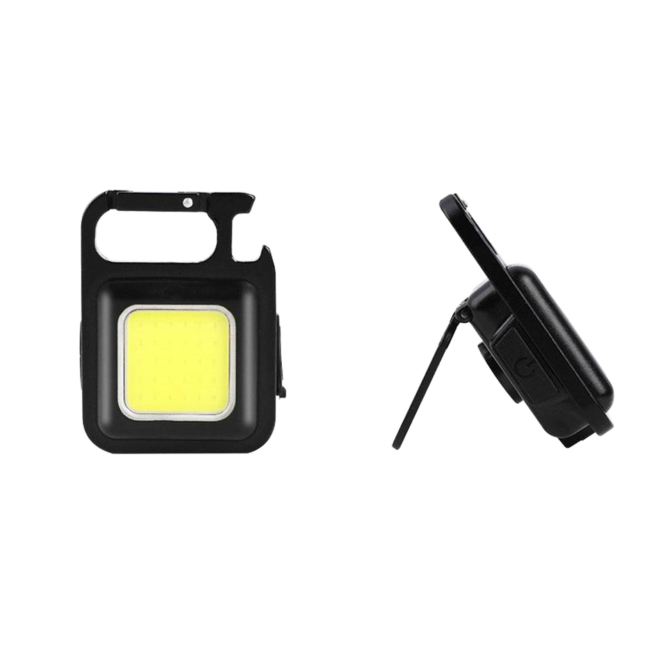 Portable USB Rechargeable COB LED Work Light Multifunctional Camping Torch with Magnet Opener Mini Keychain Flashlight