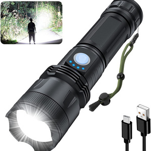 Waterproof High power P50 Super Tactical flashlights torch led rechargeable long range powerful flashlight 100000 lumens