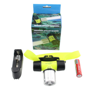 Waterproof IP68 T6 LED Diving Headlamp the Most Powerful Flashlight for Camping Outdoor Activities Battery Operated