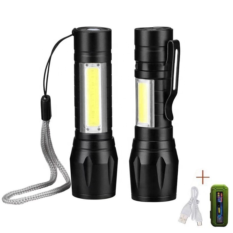 High Power Aluminum Zoomable Mini Cob Flashlight small flashlights Tactical LED Mini Cob Torch Rechargeable and IP66 for Camping