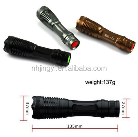 high quality battery 18650 powered 10W LED zoom waterproof shockproof led aluminum flashlight