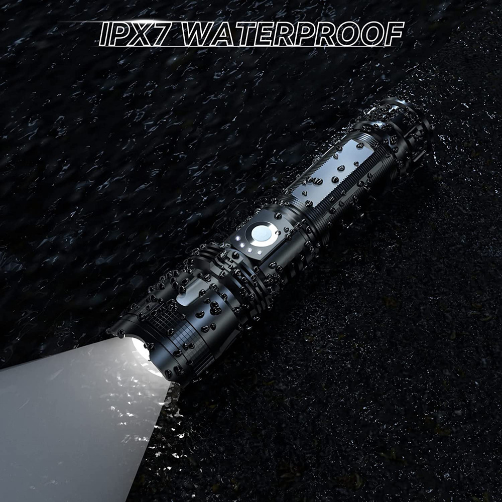 Waterproof P90 Super Bright High Lumen 200000 Long Range Powerful Rechargeable Tactical Flashlight Torch