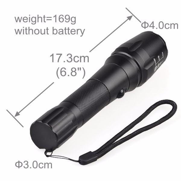 T6 tactical torch aluminum 1000 lumen 18650 10W led rechargeable flashlight