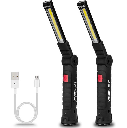 Waterproof COB LED Work Light 360 Degree Rotation with Portable Magnetic Base USB Rechargeable Bright Flashlights for Working