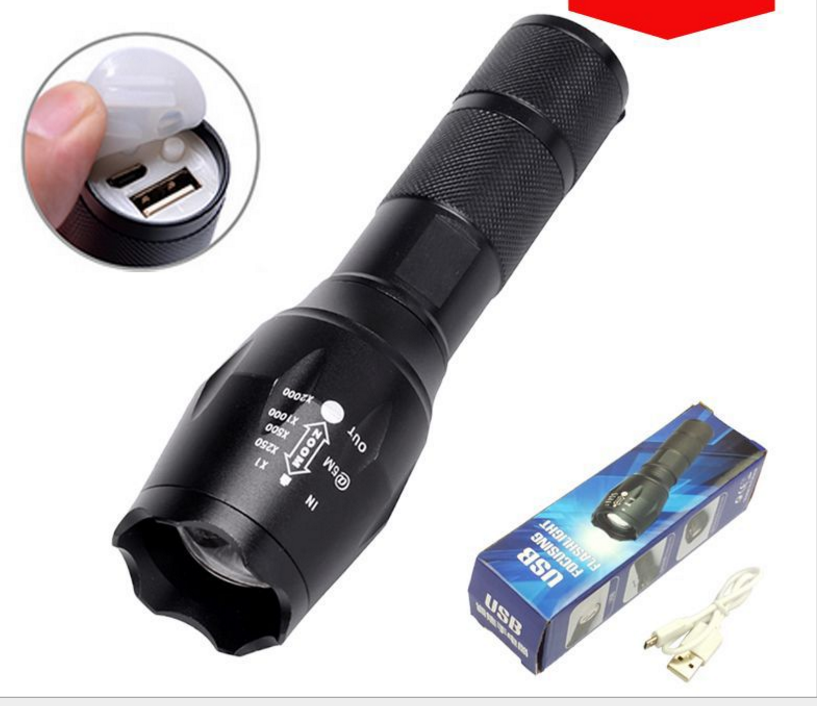 10W zoom focus aluminum tactical torch rechargeable 18650 battery or AAA led emergency flashlight