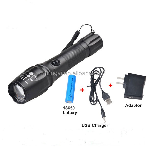 T6 tactical torch aluminum 1000 lumen 18650 10W led rechargeable flashlight