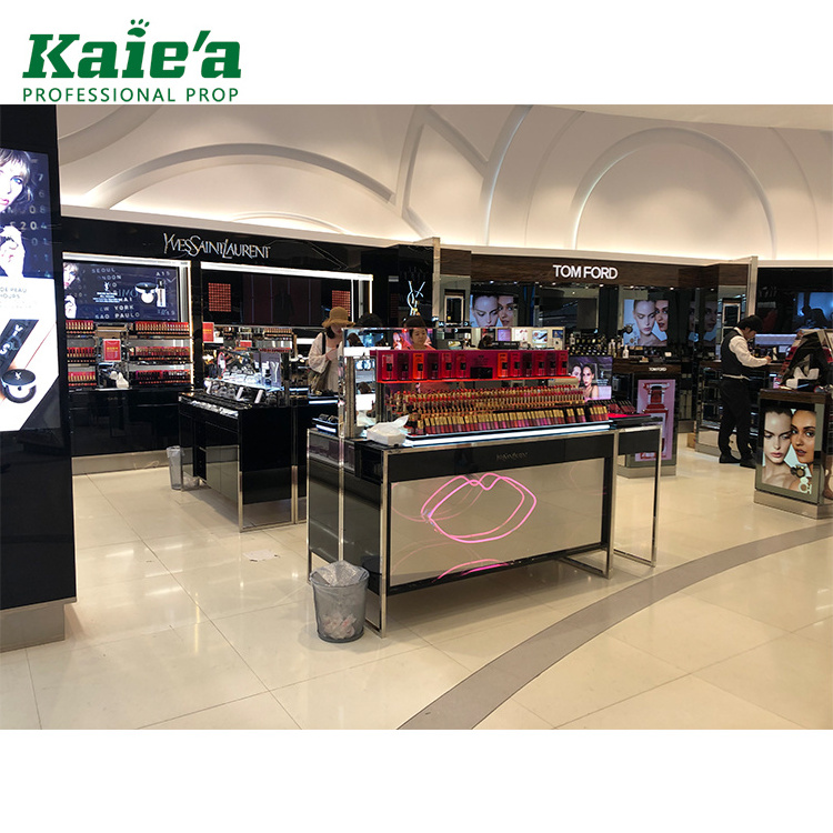 shopping mall kiosk design makeup display counters wooden cosmetics shop decoration ideas