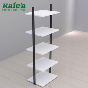 Simple white metal clothes rack floor freestanding 5 tier clothing rack display shelf