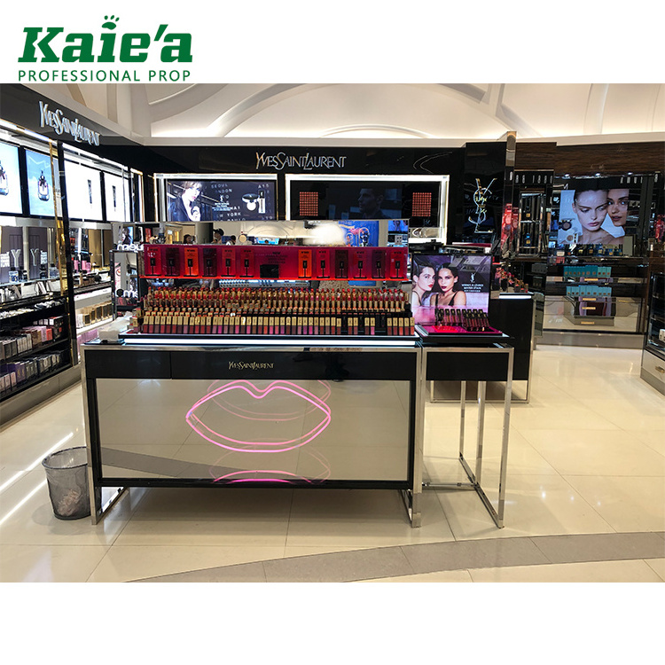 shopping mall kiosk design makeup display counters wooden cosmetics shop decoration ideas