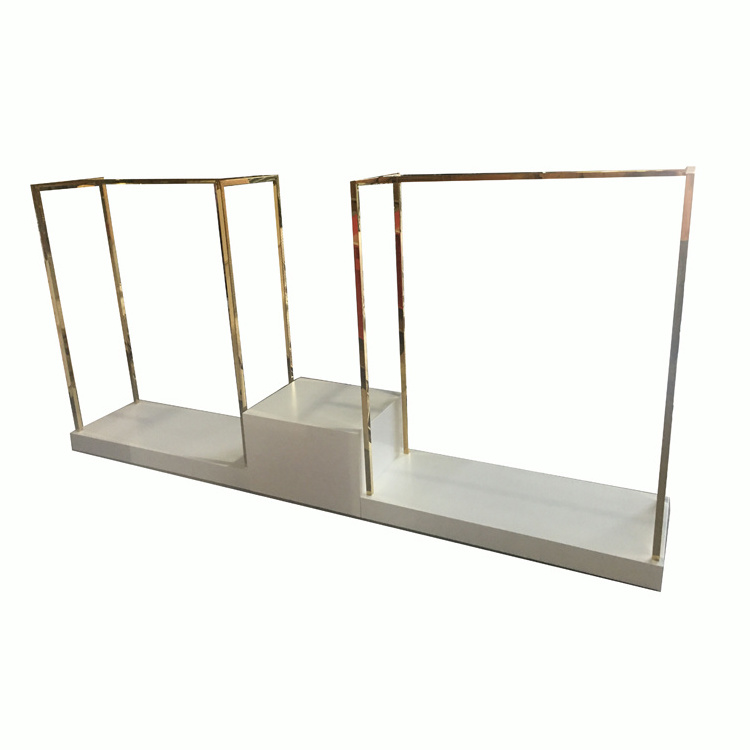 Supermarket gold clothing store racks gold garment industrial pipe clothing display racks