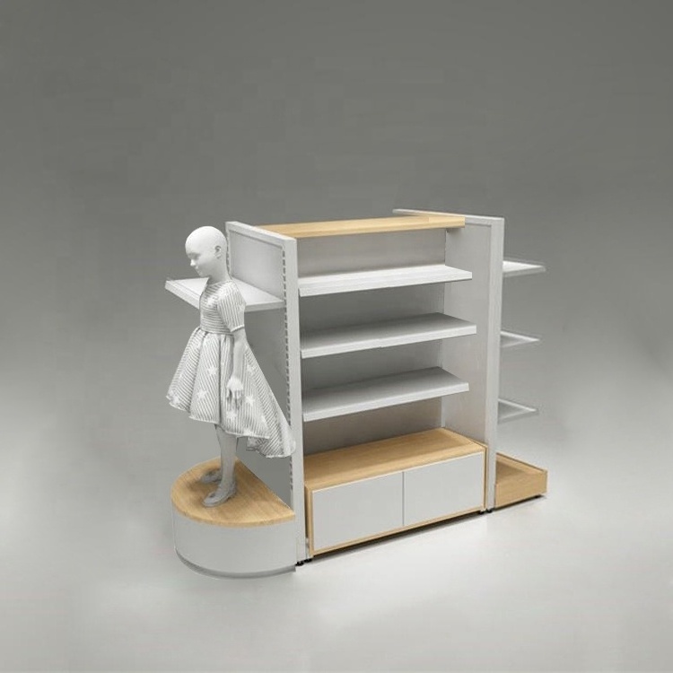 Customized baby clothes display stand rack for kids clothes high end baby clothing display rack shelf