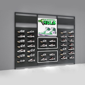 Wall-mounted shoes display shelf sport clothing sneakers display rack for sport shop