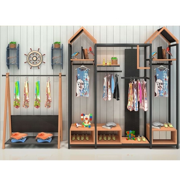 Custom kids store clothing rack kids clothing store display rack wall display rack