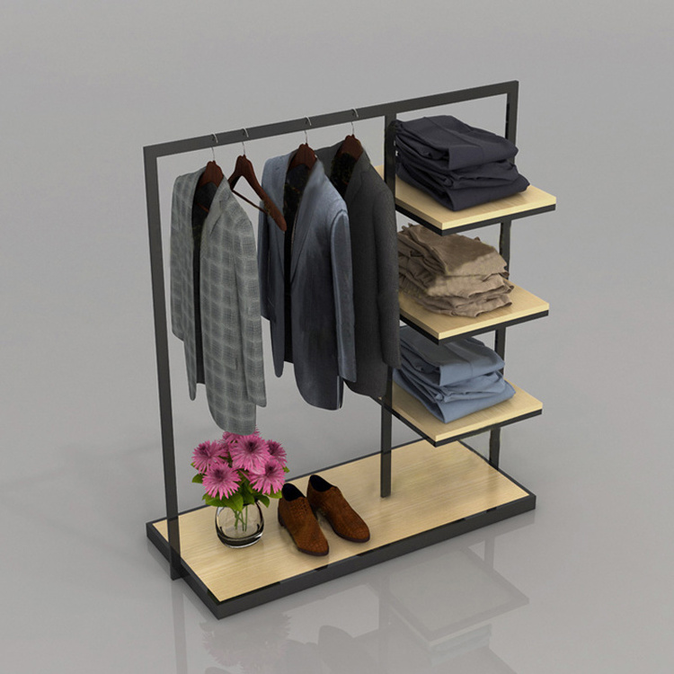 2023 Wholesale modern customized clothes retail metal hanging  display racks garment store hanging rack