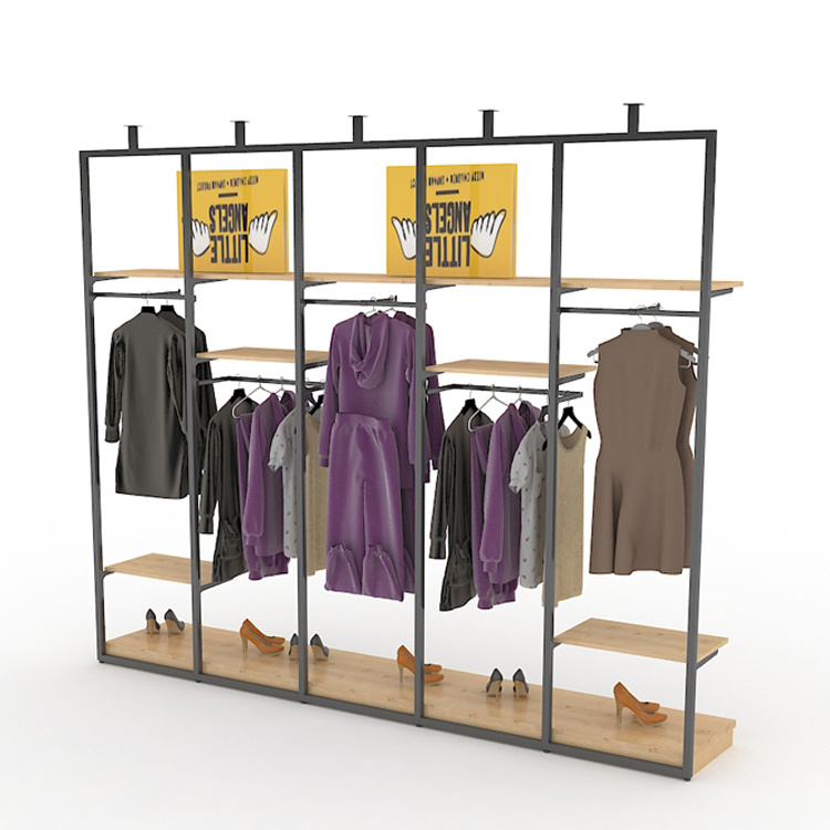 Stainless steel clothes hanging rack metal hanging clothes display racks