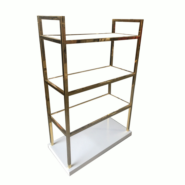 Supermarket gold clothing store racks gold garment industrial pipe clothing display racks