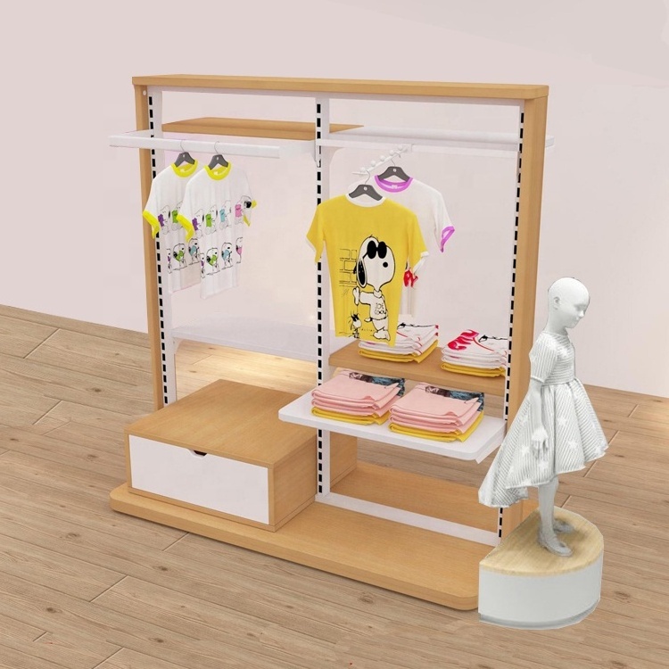 Customized baby clothes display stand rack for kids clothes high end baby clothing display rack shelf