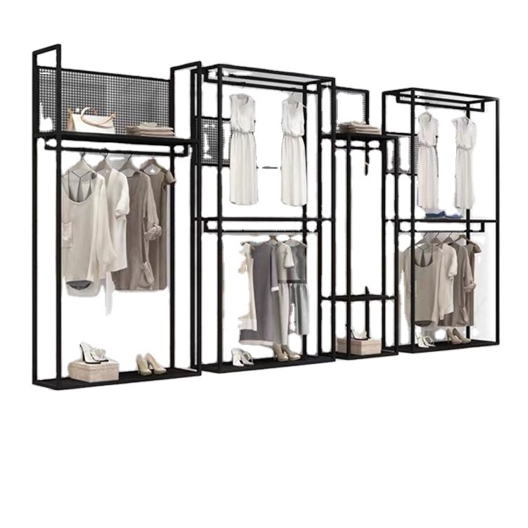 Custom women's clothing store shelves metal clothing store decoration clothes rack