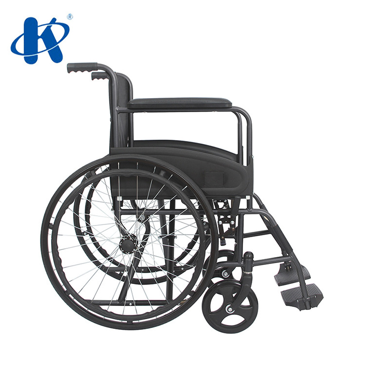 Kaiyang Factory  KY875J-A manual standard hospital wheel chair with brake on Hand push handle steel wheelchair