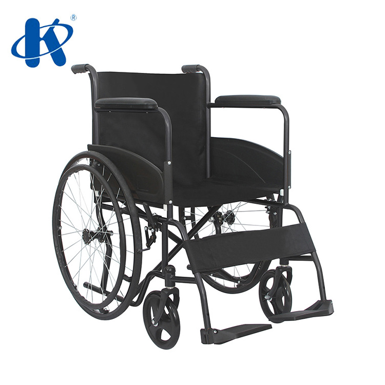 Kaiyang Factory  KY875J-A manual standard hospital wheel chair with brake on Hand push handle steel wheelchair