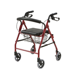 Basic cheapest 6" 4 wheel rollator foldable shopping car Mobility Walker Rollator