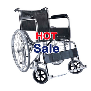 basic folding wheelchair for sale cheapest standard wheel chair hot sale Sillas De Ruedas Orthopedic manual Steel Wheelchair