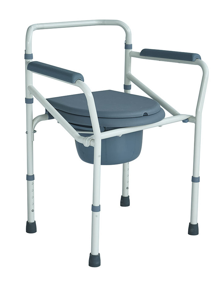 hot sales cheap foldable commode toilet chair height adjust patient health COMMODE CHAIR OEM chromed frame steel commode chair