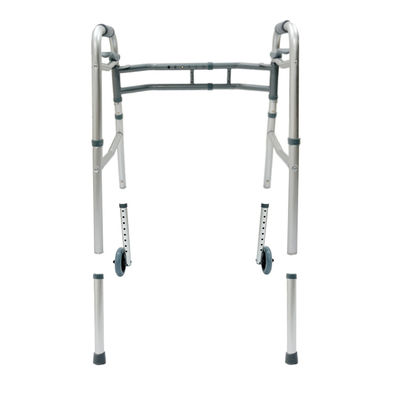 Medical Aluminum Height Adjustable Walker One-button Folding Walking Aid Walker for Adults