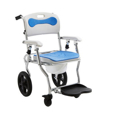 new design small size commode seat aluminum adjustable folding shower commode wheelchair aluminum shower chair with wheel