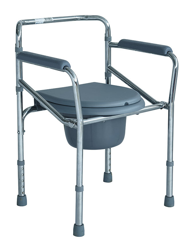 hot sales cheap foldable commode toilet chair height adjust patient health COMMODE CHAIR OEM chromed frame steel commode chair