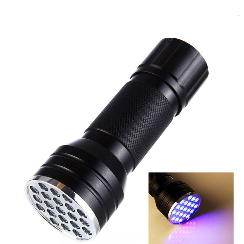 395 NM 21 LED Cylindrical Handheld Mini UV Flashlight For 3*AAA Dry Battery Detection Scorpion And Pet Stains