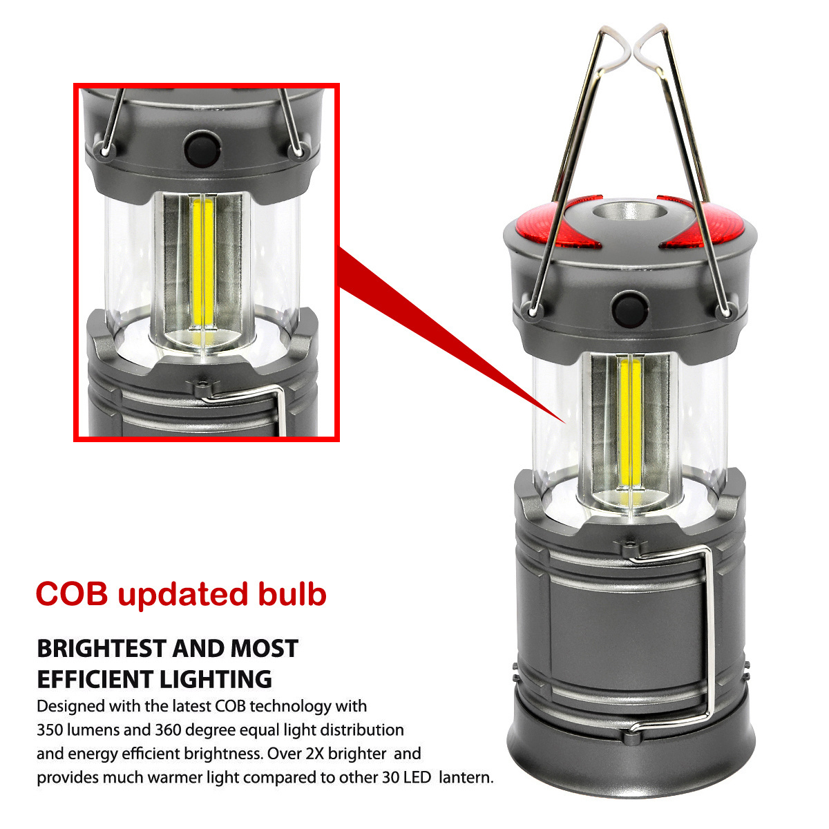 3 in 1 Water Resistant Super Bright 360 LED Magnetic Camping Lantern Battery Powered Outdoor LED Lantern SOS Red Led Light