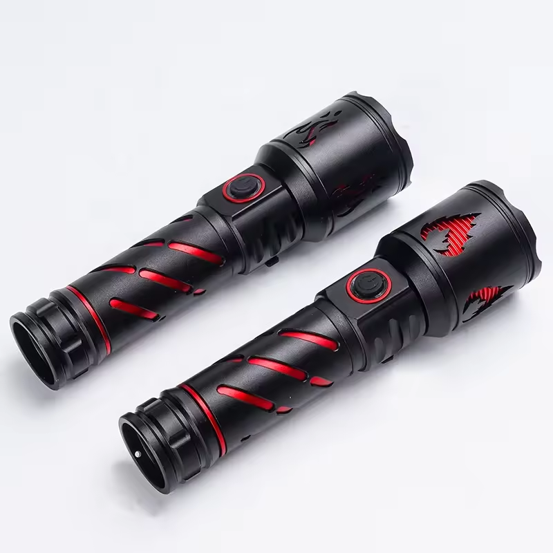 2024 New Design Waterproof Flashlight High Power Aluminium Rechargeable Zoomble  Flashlight for Camping Emergency