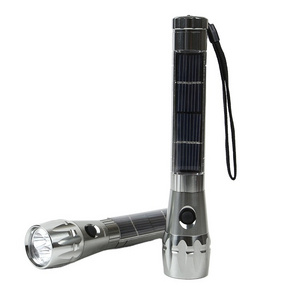 Super Aluminum Solar Flashlight Led Hand Lamp With Battery Charged Rechargeable Flashlight Aluminum Alloy