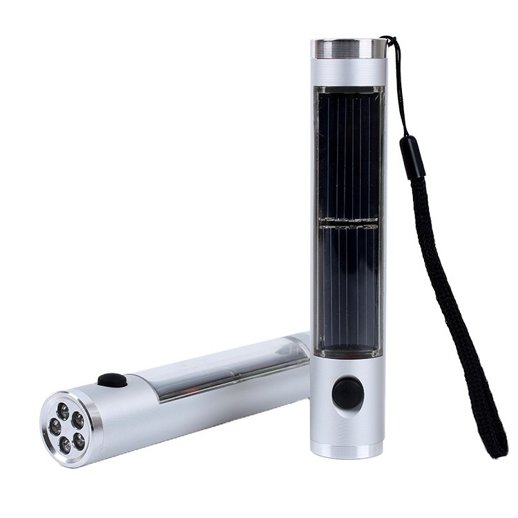 Silver Color Mini Solar Flashlight OEM Factory Supply 5 Led Solar Torch