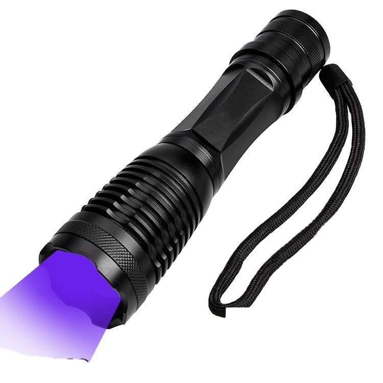 White + UV Dual LED Flashlight 18650 or AAA Battery Powered  Rechargeable LED UV Flashlight Zoomable  flashlight