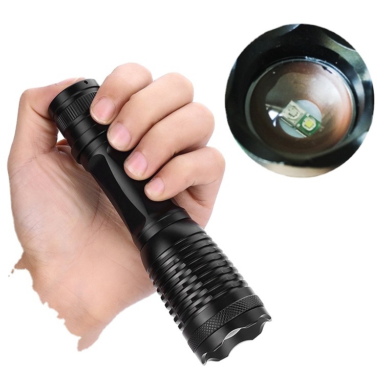 White + UV Dual LED Flashlight 18650 or AAA Battery Powered  Rechargeable LED UV Flashlight Zoomable  flashlight