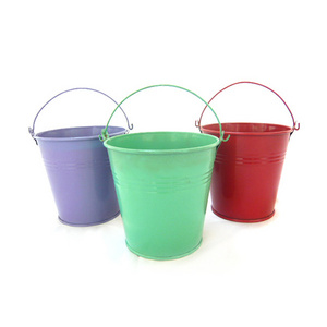 Wholesale Christmas Gift Bucket Small Colored Toy Metal Bucket with Handle Colorful Galvanized Bucket Metal Pail