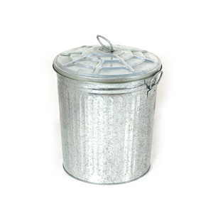 62L Metal Trash Can Galvanized Steel Garbage Can with Lid Ash Bin Lid Outdoor Garbage Bin