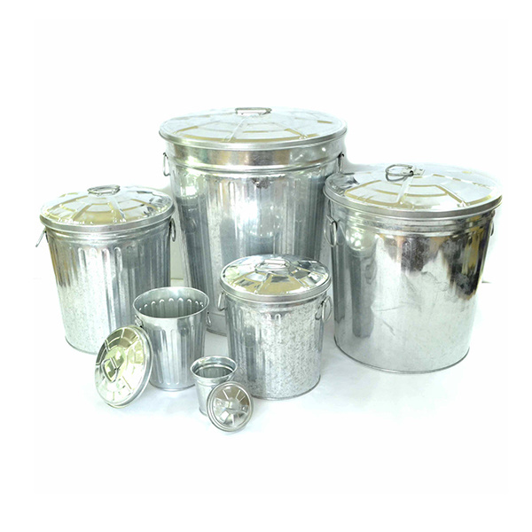 62L Metal Trash Can Galvanized Steel Garbage Can with Lid Ash Bin Lid Outdoor Garbage Bin