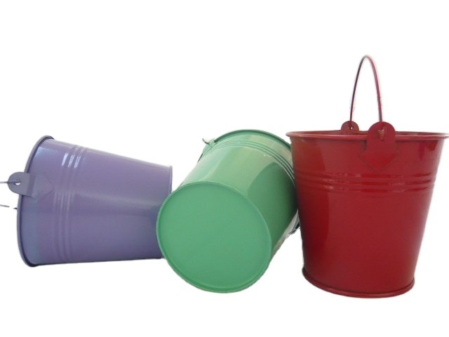 Wholesale Christmas Gift Bucket Small Colored Toy Metal Bucket with Handle Colorful Galvanized Bucket Metal Pail