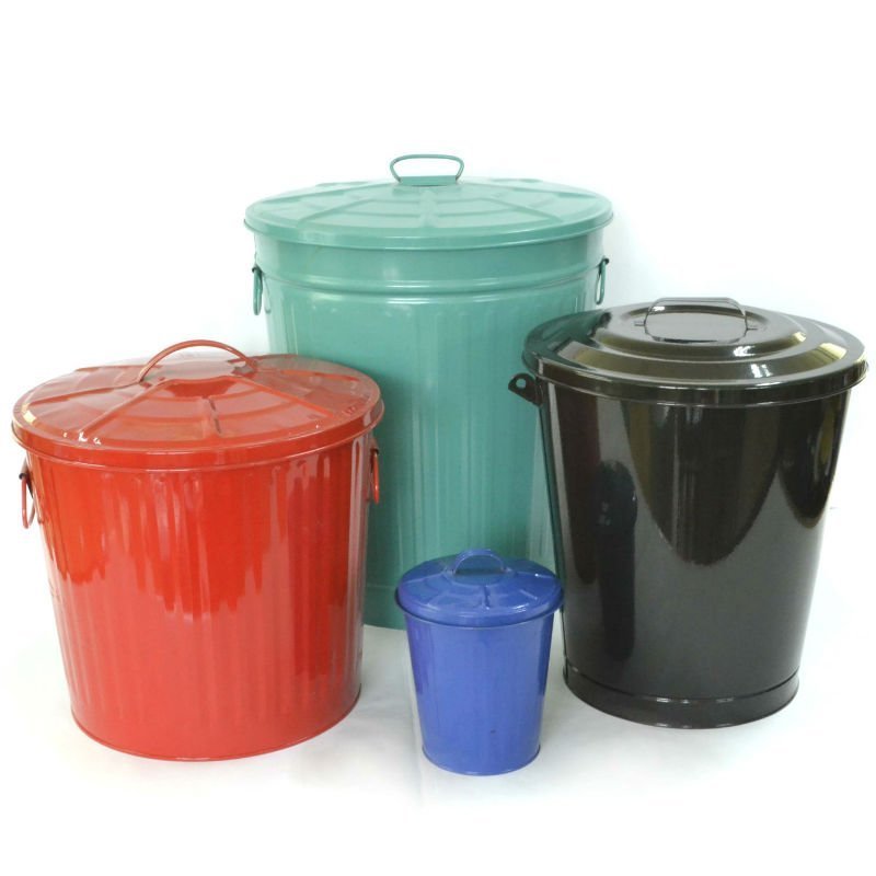 62L Metal Trash Can Galvanized Steel Garbage Can with Lid Ash Bin Lid Outdoor Garbage Bin