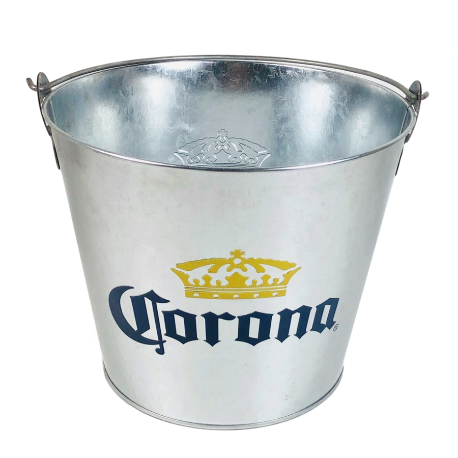 5QT Embossy Corona Galvanized Beer Bucket with Bottle Opener Round Metal Bucket