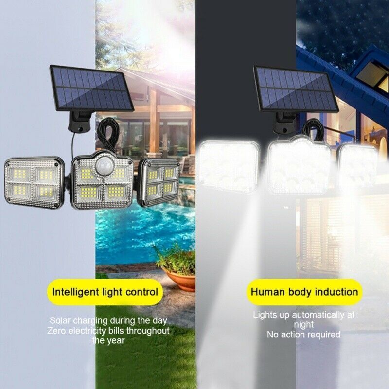 122 LED Solar Powered Light Waterproof Outdoor PIR Motion Sensor Garden Security Lights