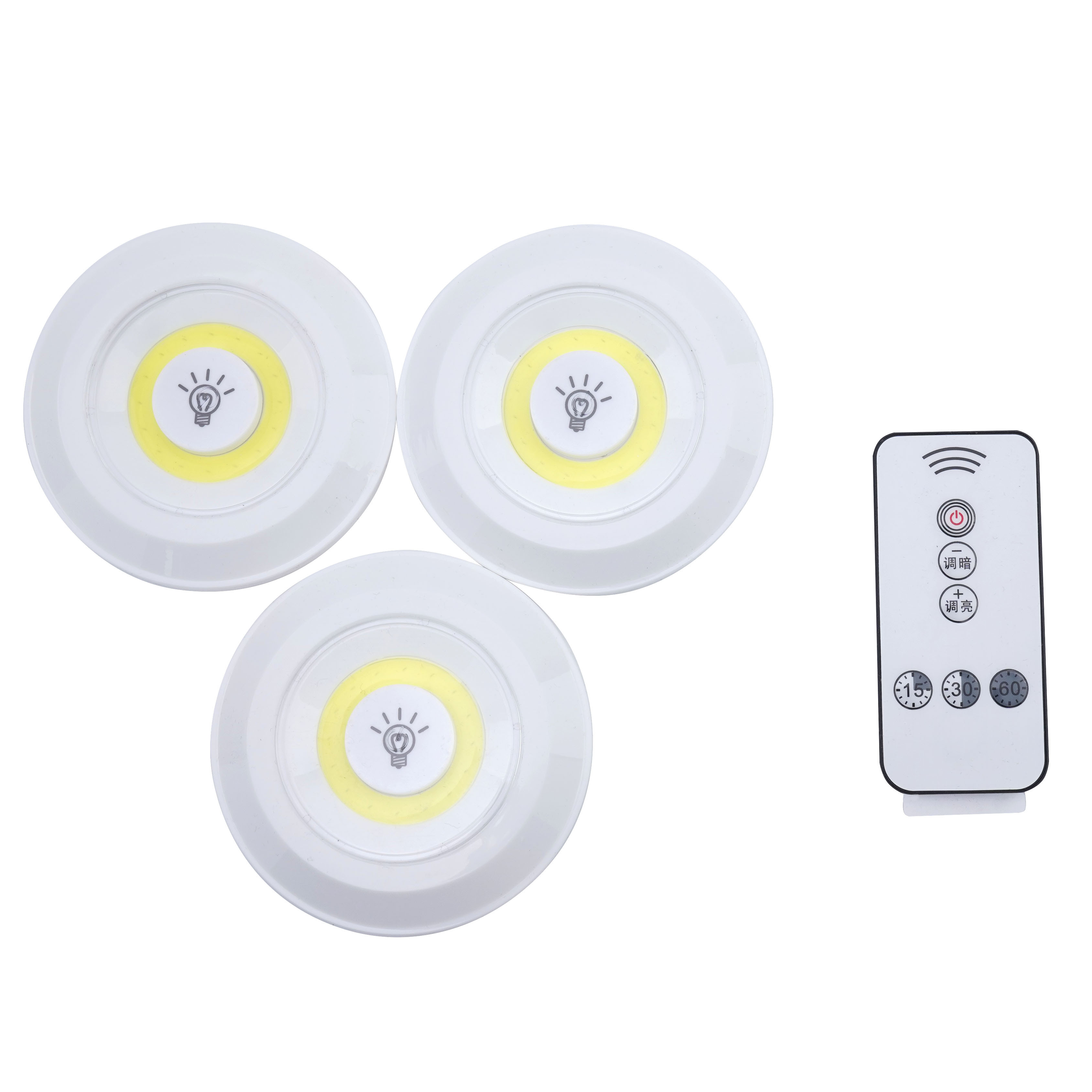 New Professional Round Shape 1w Wireless Remote Control Led Cob Cabinet Kitchen Light