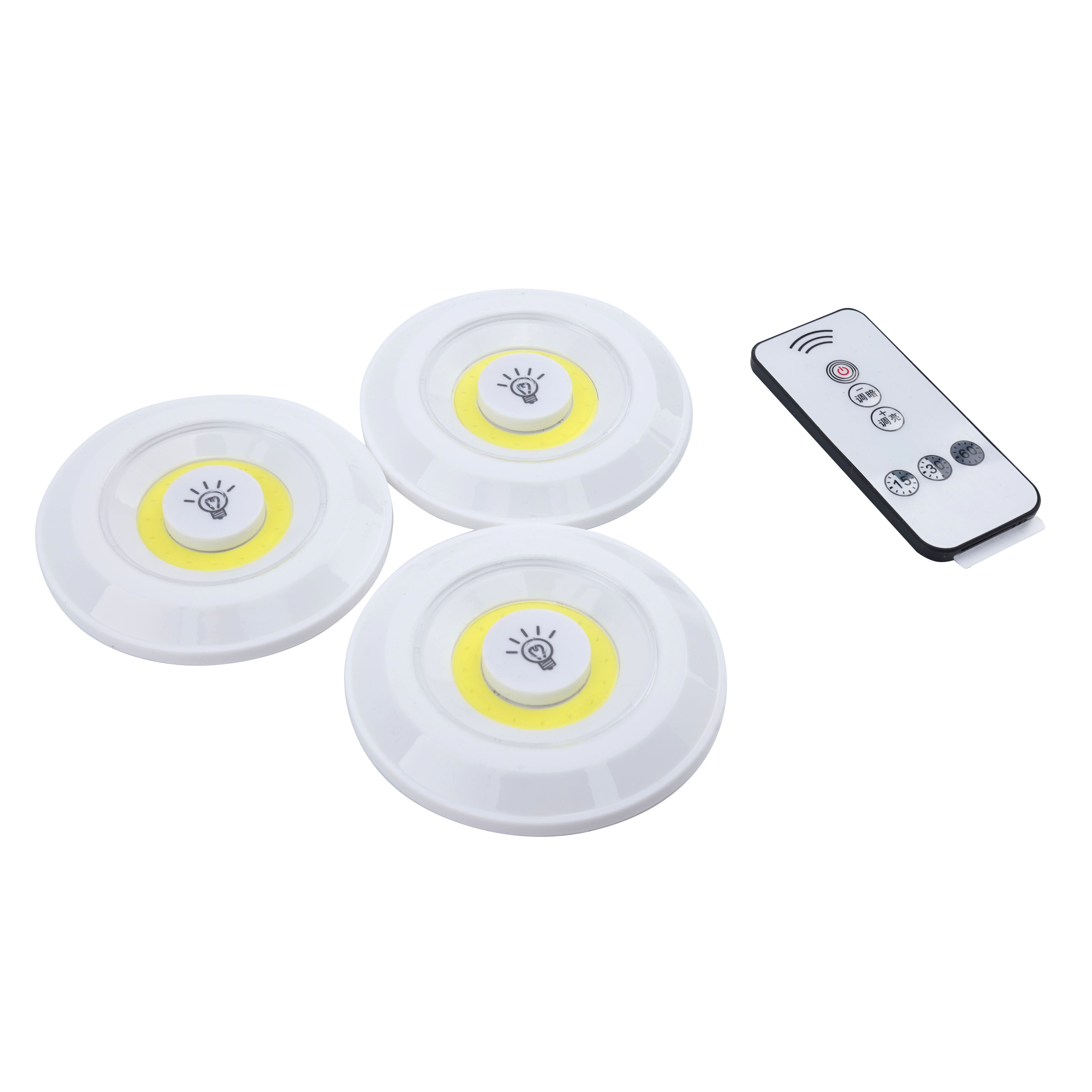 New Professional Round Shape 1w Wireless Remote Control Led Cob Cabinet Kitchen Light