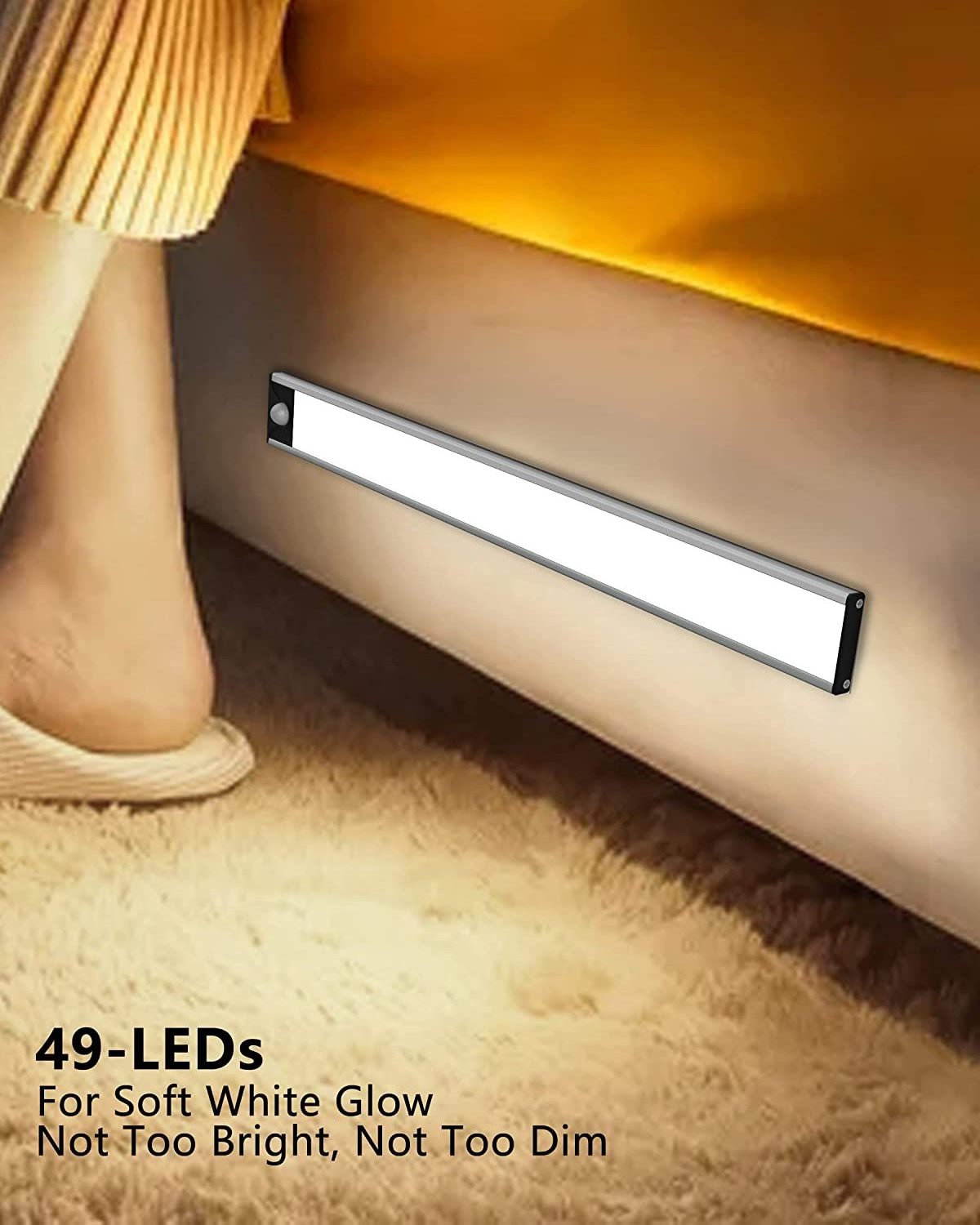 Rechargeable LED Motion Sensor Under Cabinet Lights  Magnetic Closet Lights Strips for Kitchen Wireless