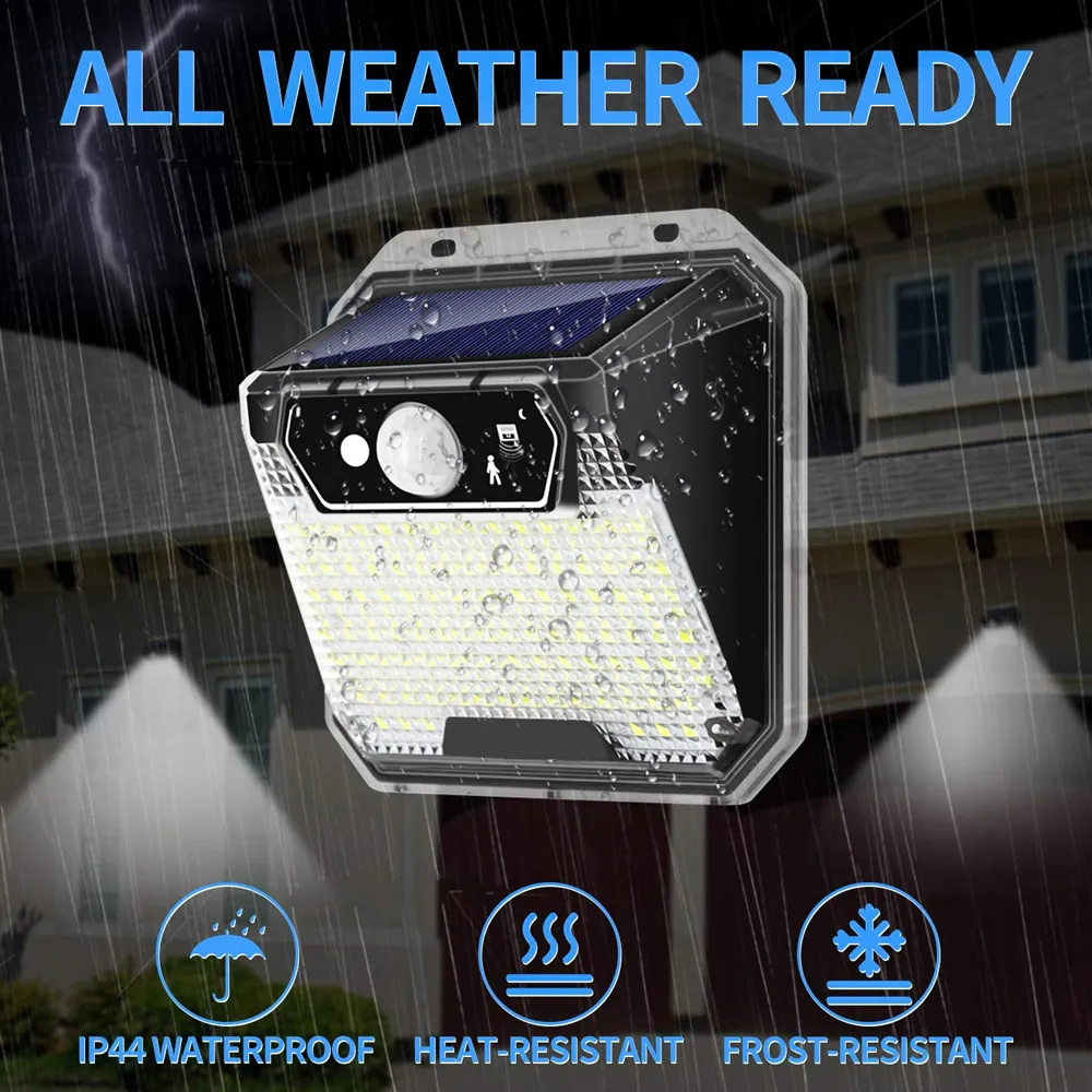 Super Bright Outdoor Solar Lamp PIR Motion Sensor 3 Modes Waterproof Wall Light Garden Lights with Protective Casing