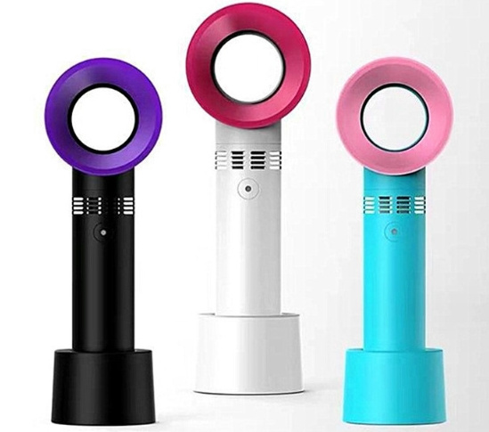 USB Rechargeable Portable Bladeless Fan Handheld Mini Cooler No Leaf Handy Fan leafless Air Cooling Fan