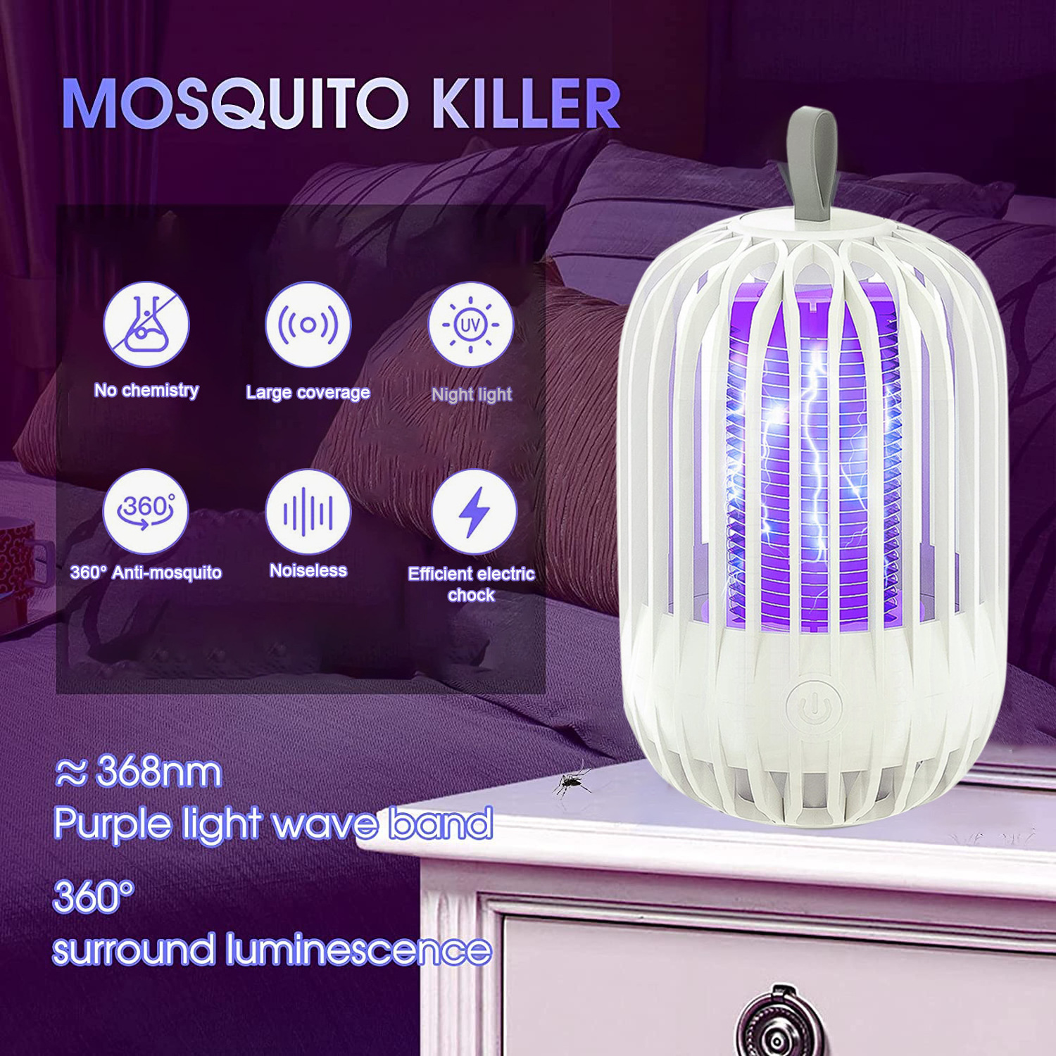 Mosquito killer lamp rechargeable Bug Zapper  with Anti Mosquito Insect Killer Lamp Light for indoor Romm